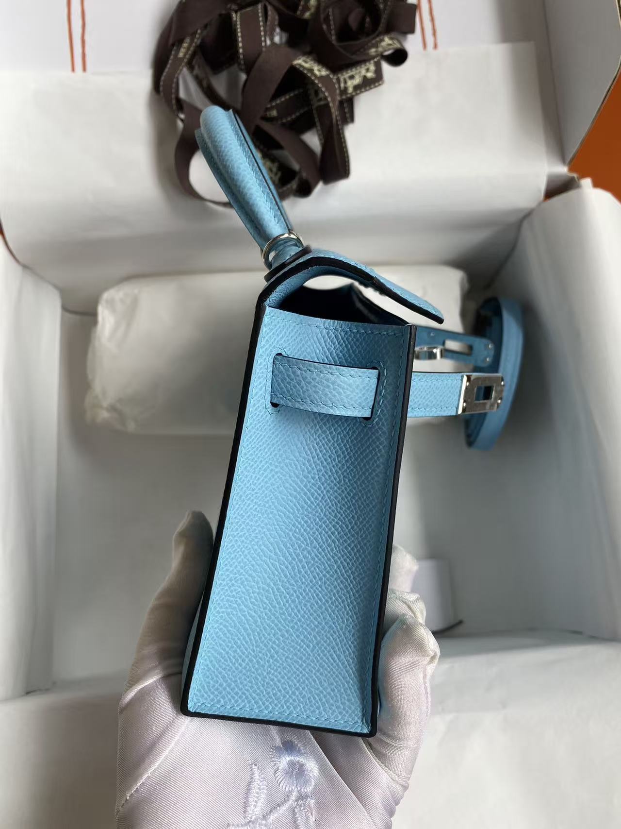 Mini Kelly 19 Celeste Epsom Palladium Hardware Alice