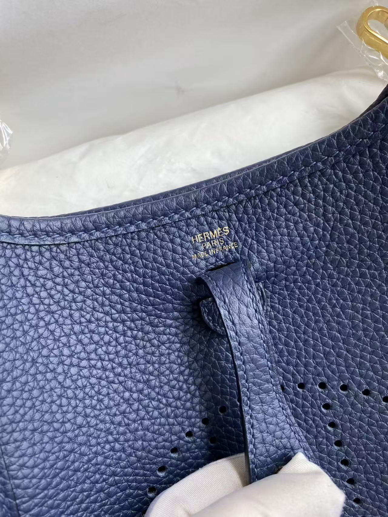 Hermès Evelyne TPM Dark blue  18cm Clemence Gold Hardware