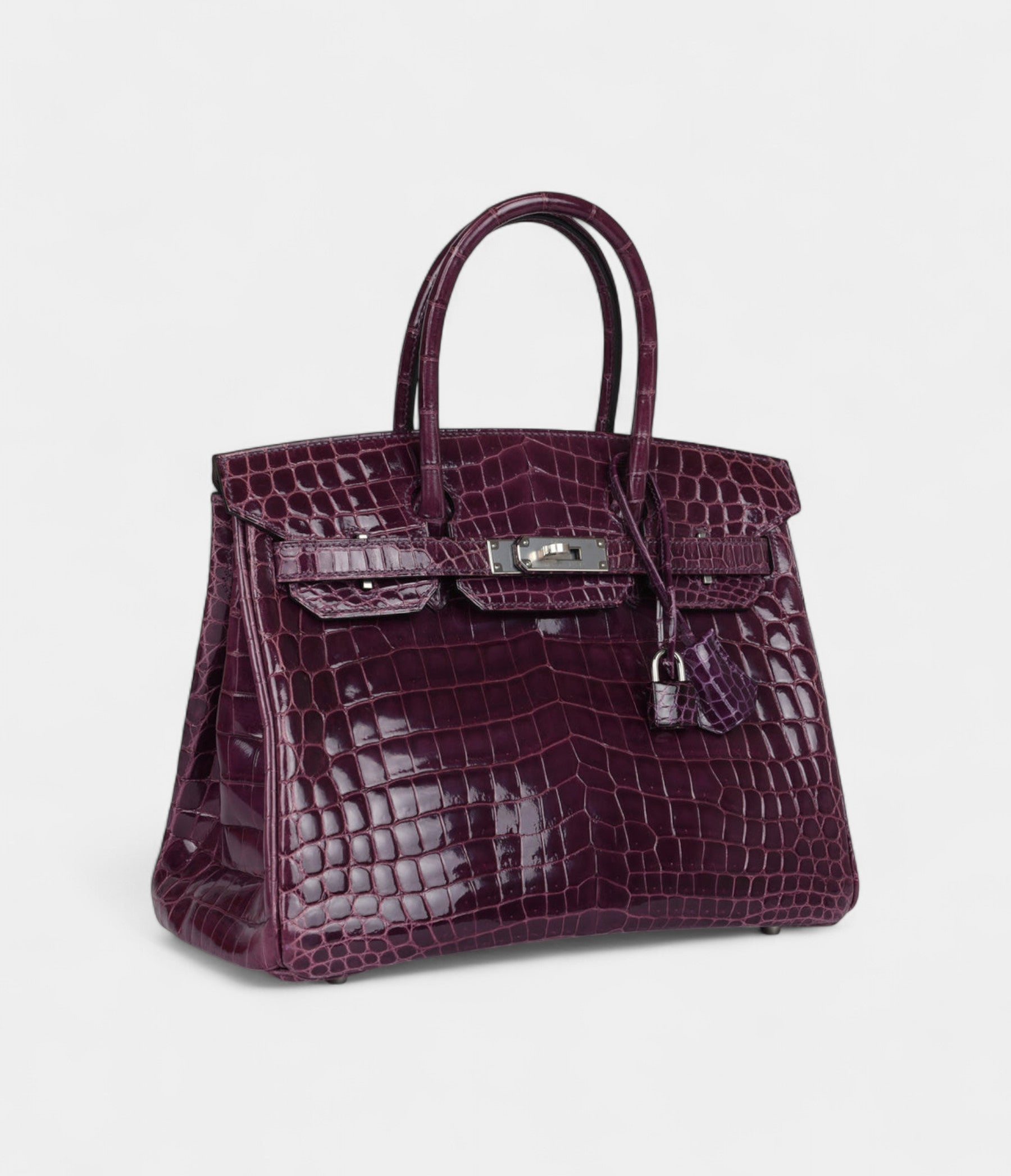 Hermès Birkin 30 Amethyst Shiny Niloticus Crocodile Palladium Hardware
