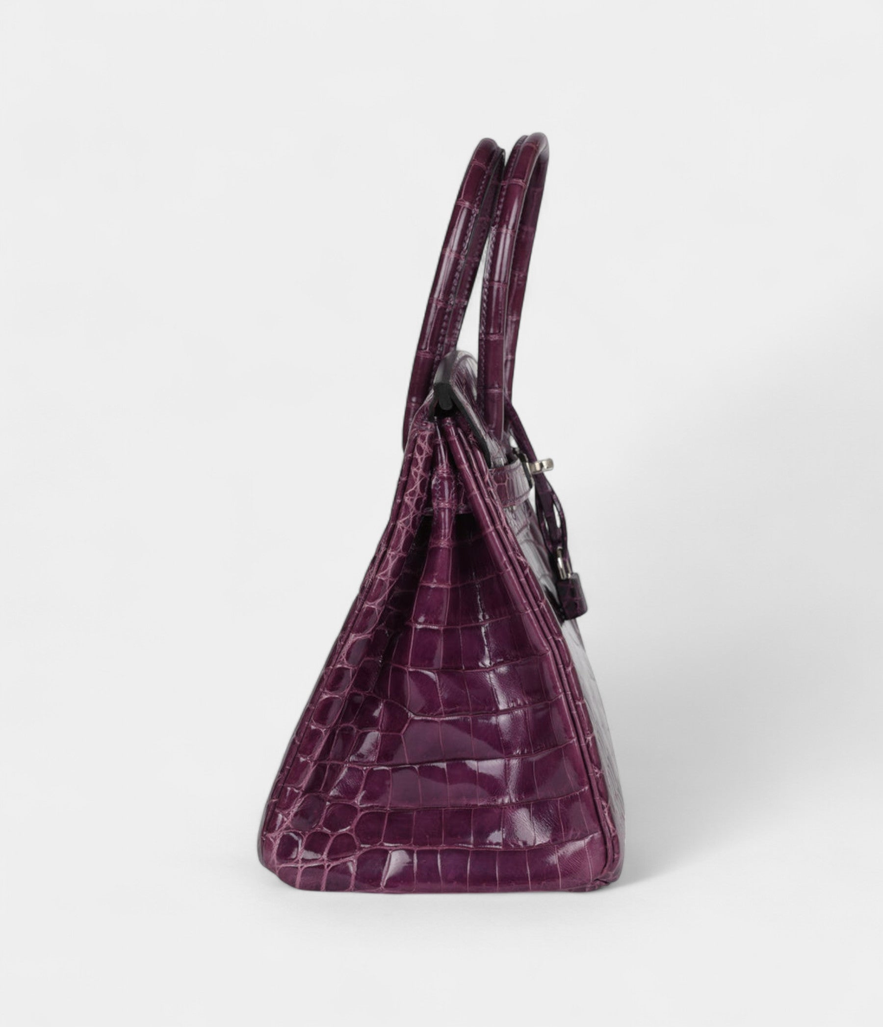 Hermès Birkin 30 Amethyst Shiny Niloticus Crocodile Palladium Hardware