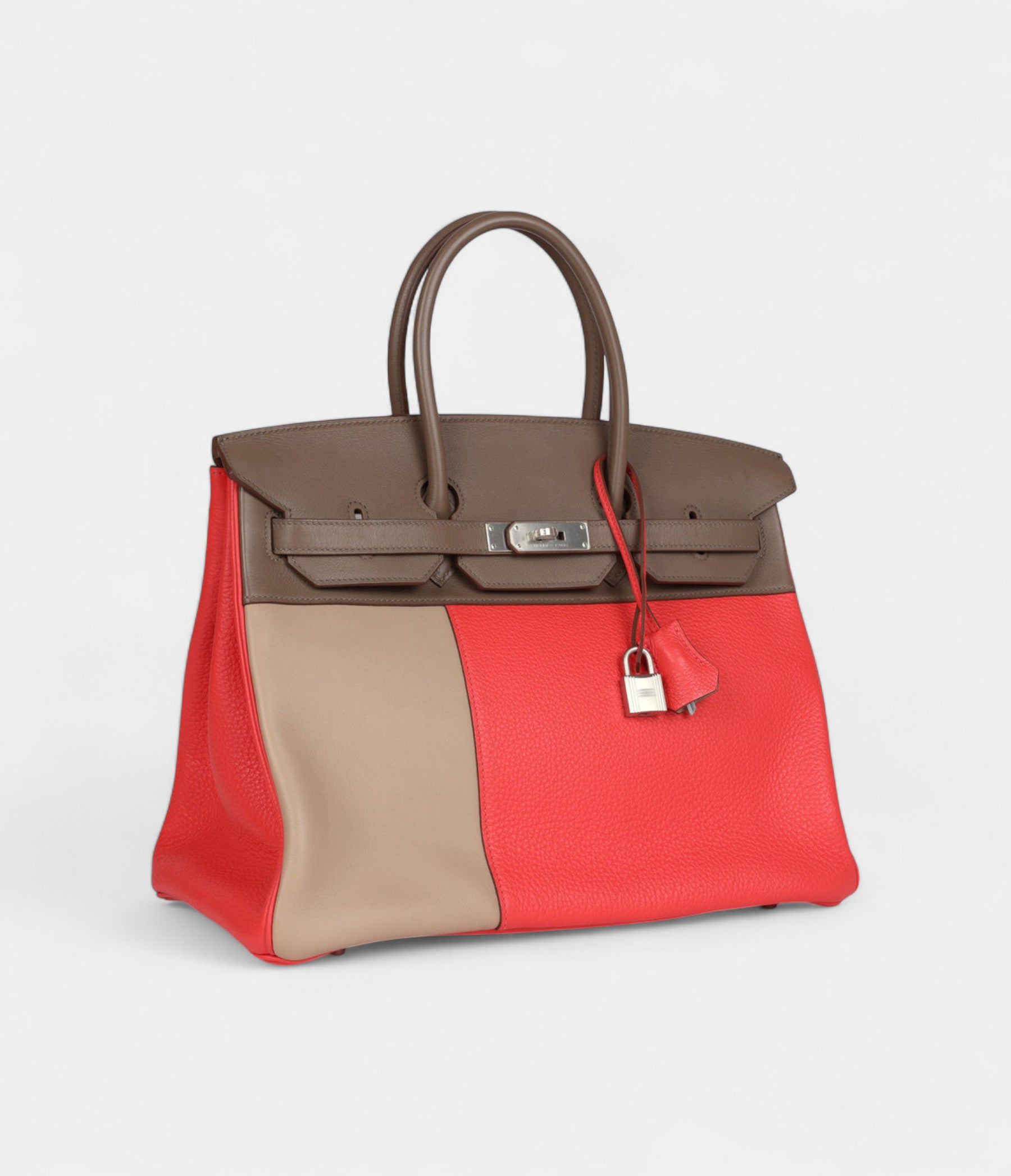 Hermès Birkin 30 Cascade Rose Jaipur, Etoupe and Argile Swift and Clemence Brushed Palladium Hardware