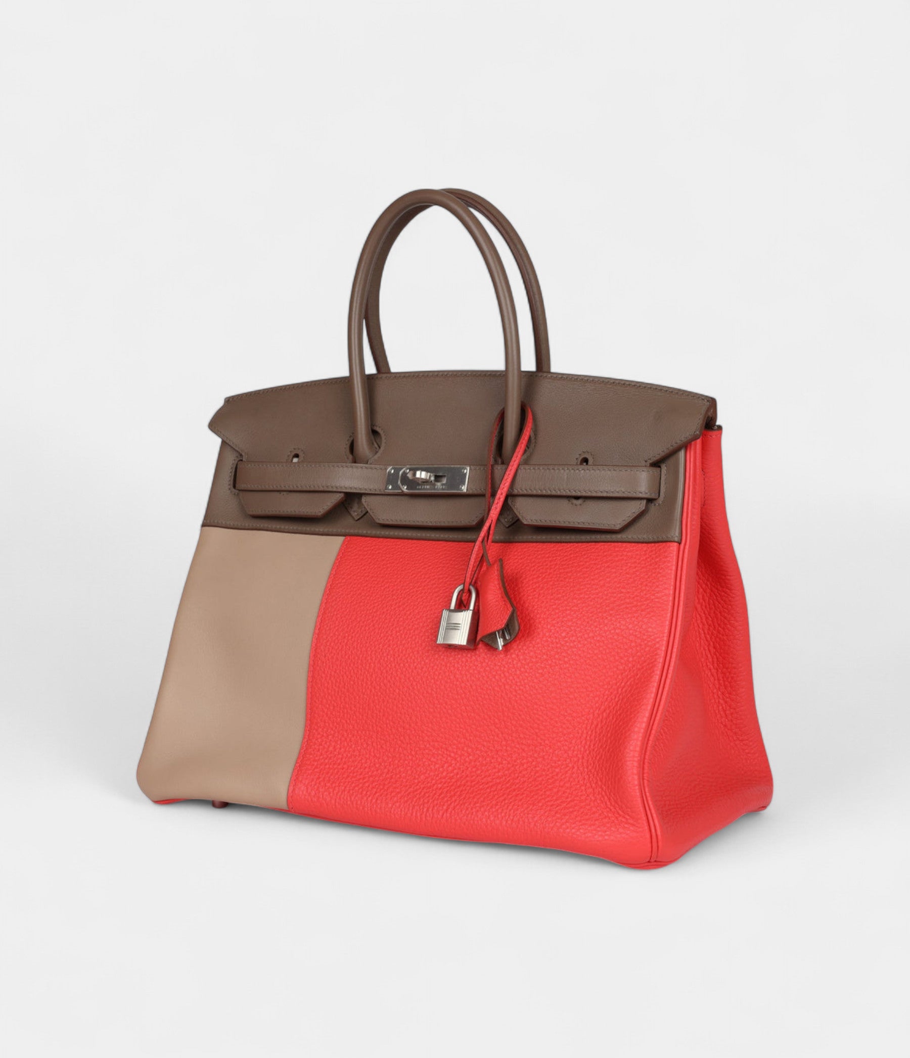 Hermès Birkin 30 Cascade Rose Jaipur, Etoupe and Argile Swift and Clemence Brushed Palladium Hardware