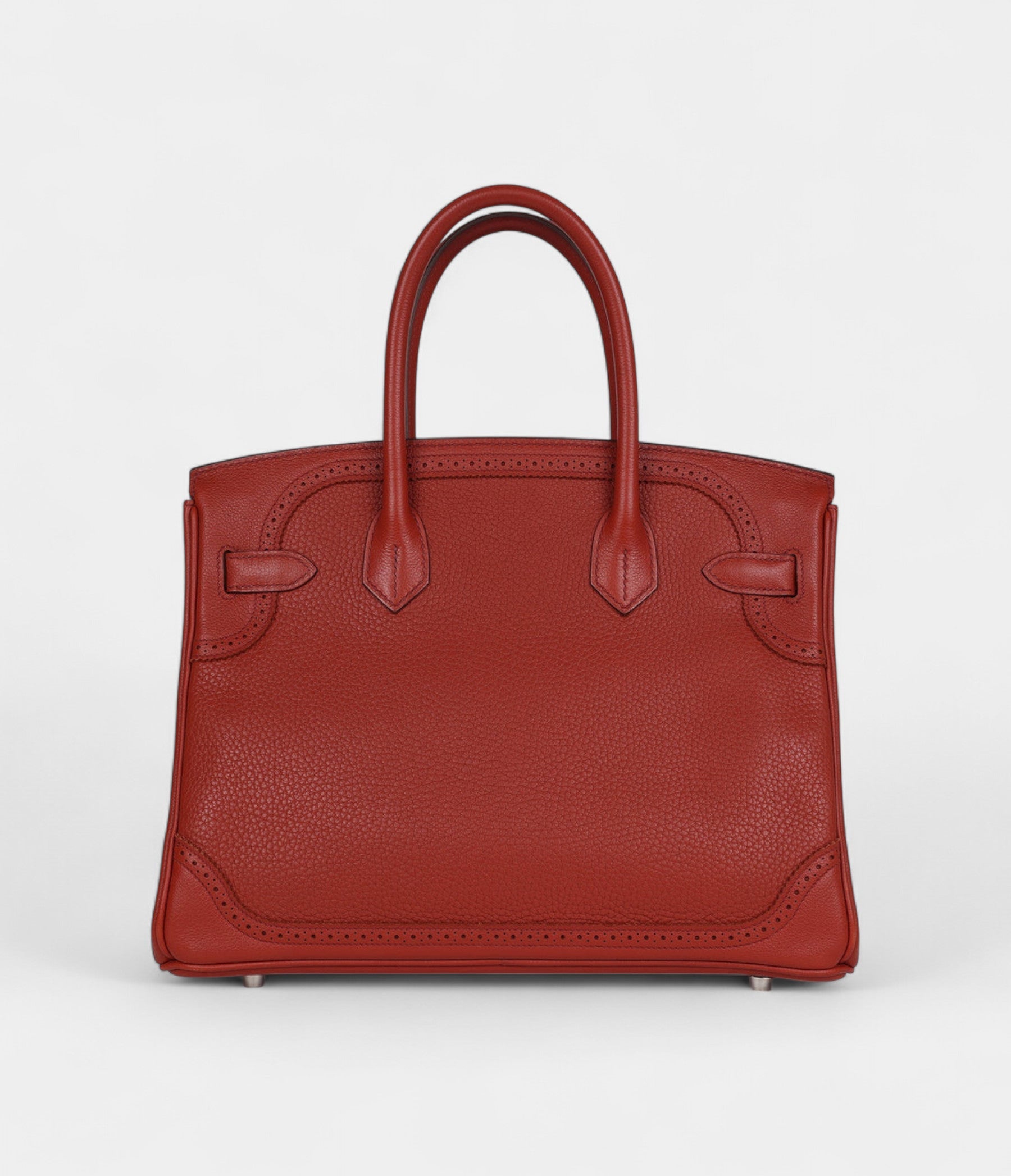 Hermès Birkin 30 Ghillies Brique Clemence and Evercolor Palladium Hardware