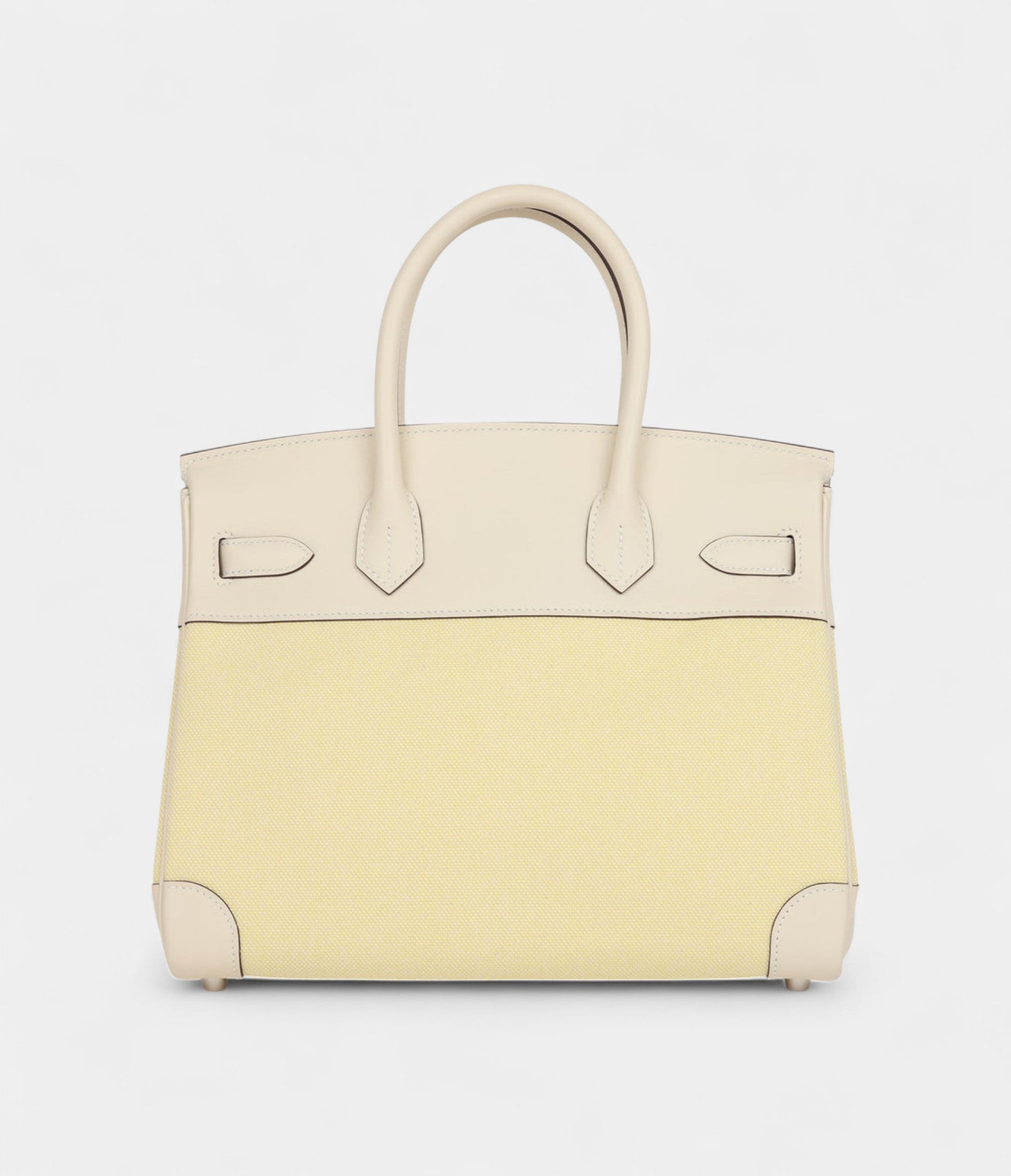 Hermès Birkin 30 Nata Swift and Jaune Poussin Toile Palladium Hardware