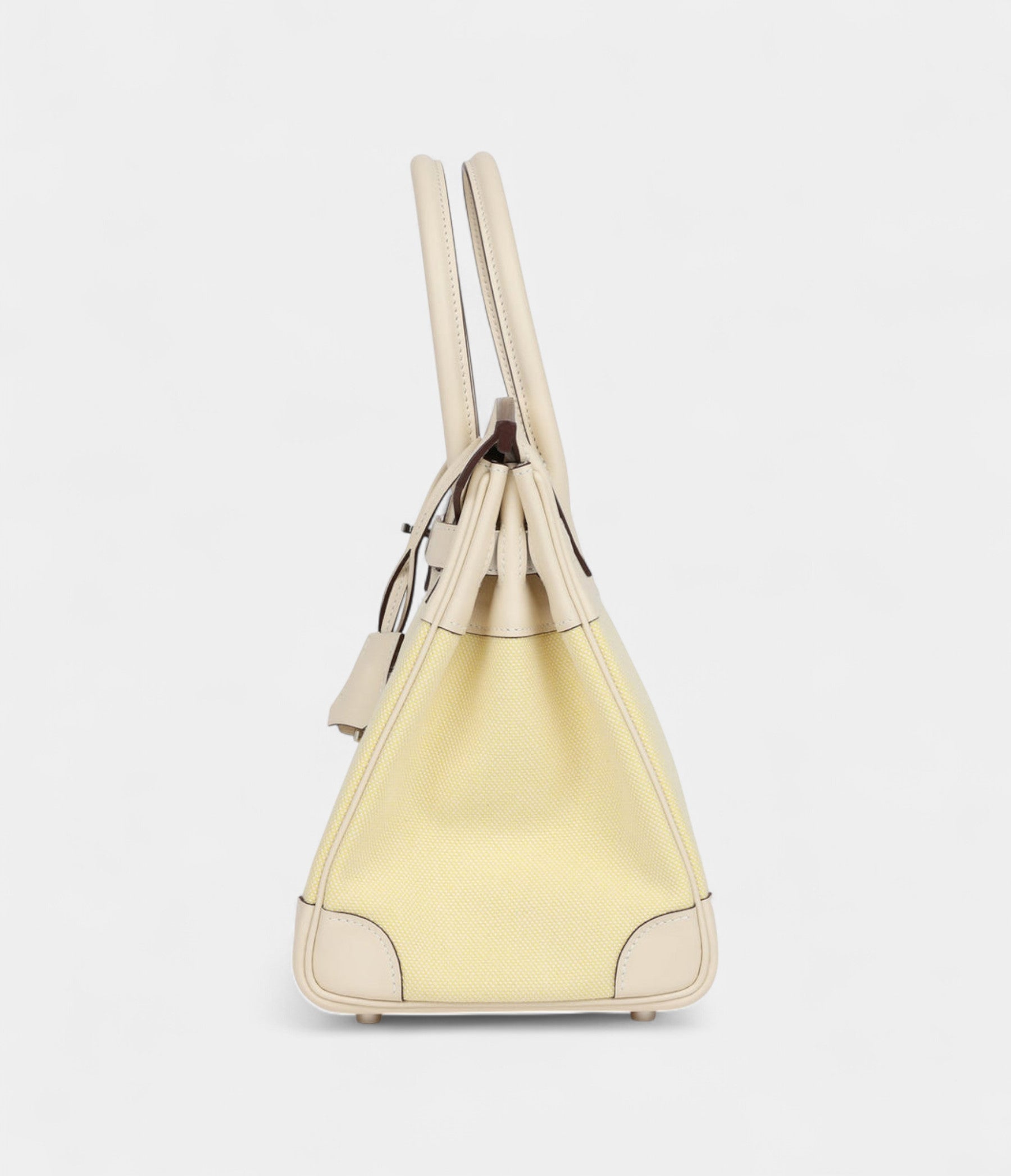 Hermès Birkin 30 Nata Swift and Jaune Poussin Toile Palladium Hardware