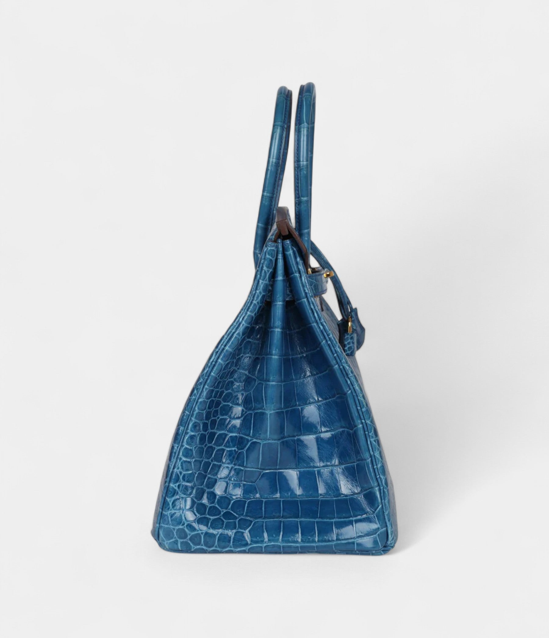 Hermès Birkin 35 Bleu Mykonos Shiny Porosus Crocodile Gold Hardware