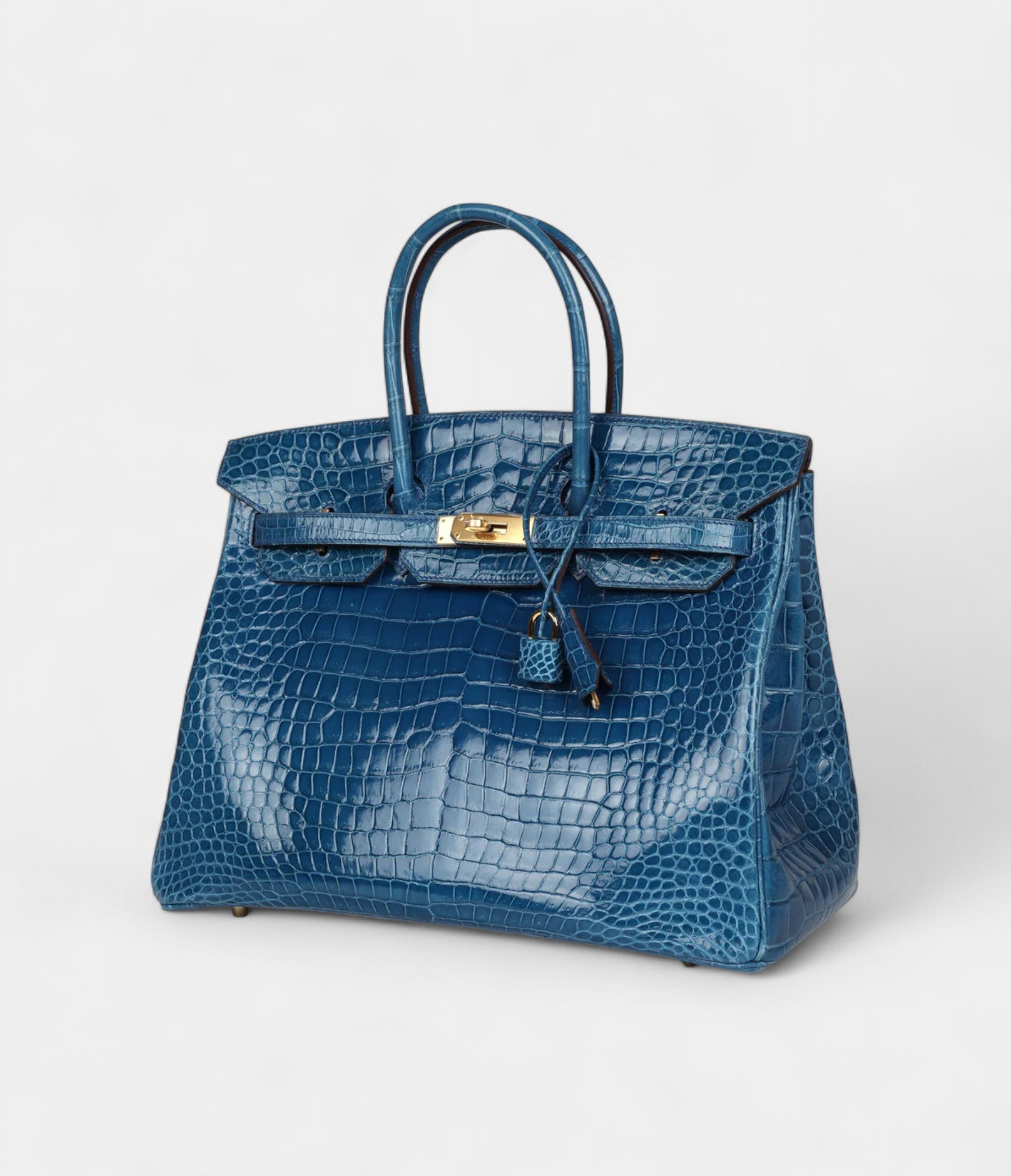 Hermès Birkin 35 Bleu Mykonos Shiny Porosus Crocodile Gold Hardware