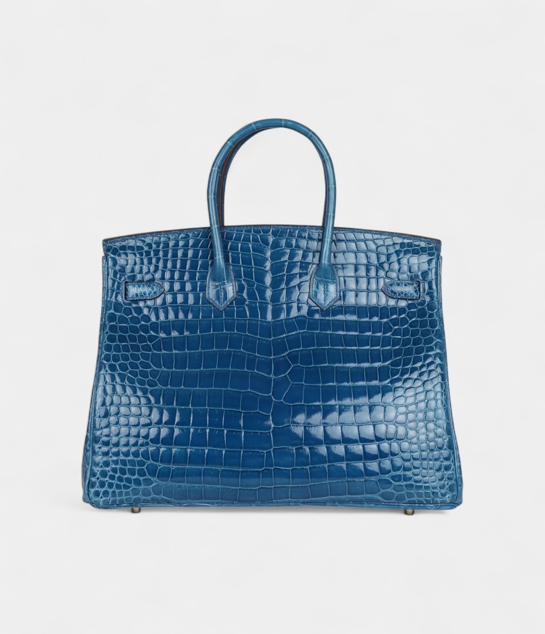 Hermès Birkin 35 Bleu Mykonos Shiny Porosus Crocodile Gold Hardware
