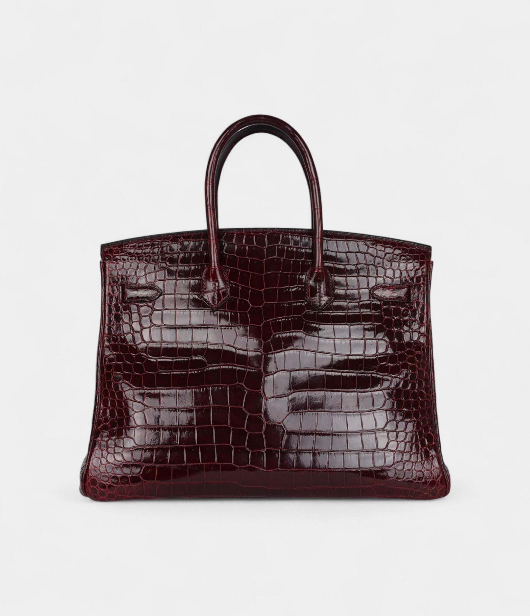 Hermès Birkin 35 Bordeaux Shiny Porosus Crocodile Palladium Hardware