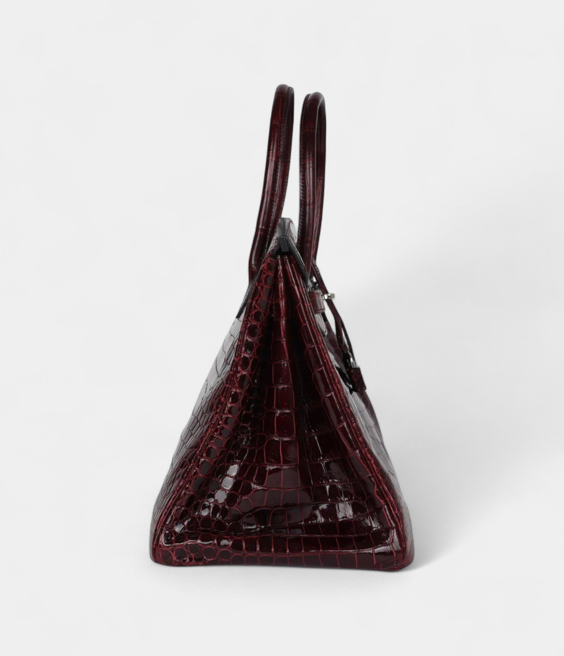 Hermès Birkin 35 Bordeaux Shiny Porosus Crocodile Palladium Hardware