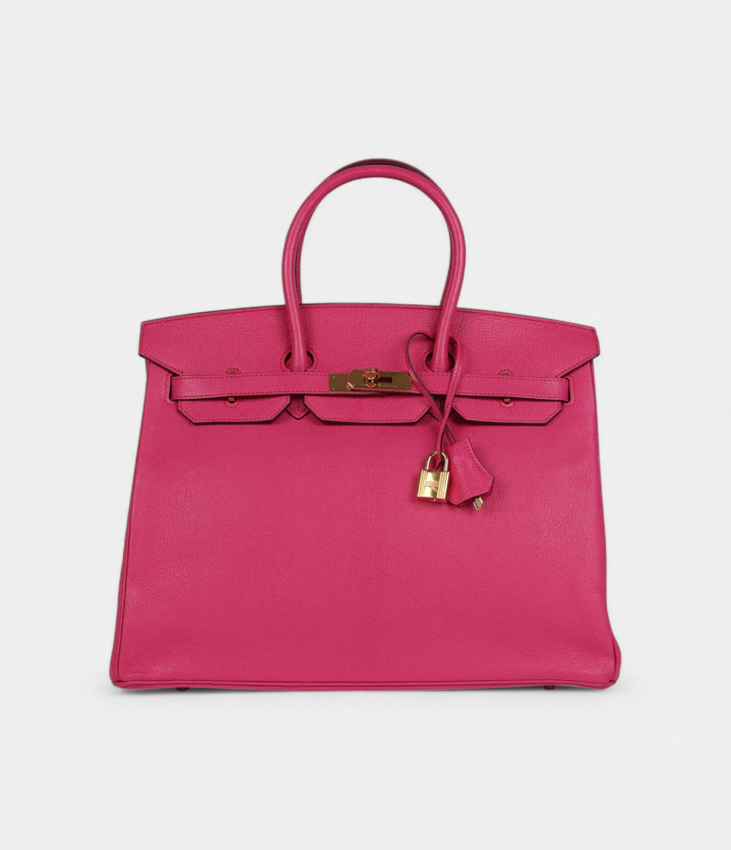Hermès Birkin 35 Rose Shocking Chevre Mysore Gold Hardware