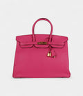 Hermès Birkin 35 Rose Shocking Chevre Mysore Gold Hardware