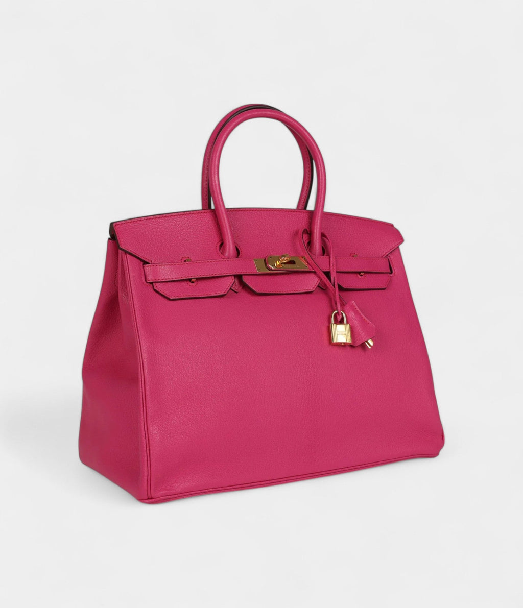 Hermès Birkin 35 Rose Shocking Chevre Mysore Gold Hardware