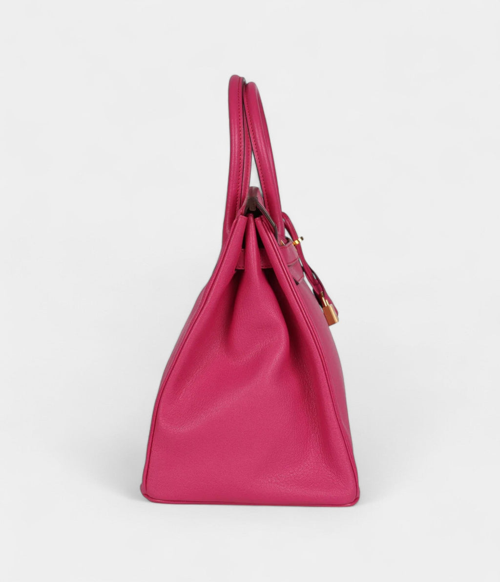Hermès Birkin 35 Rose Shocking Chevre Mysore Gold Hardware