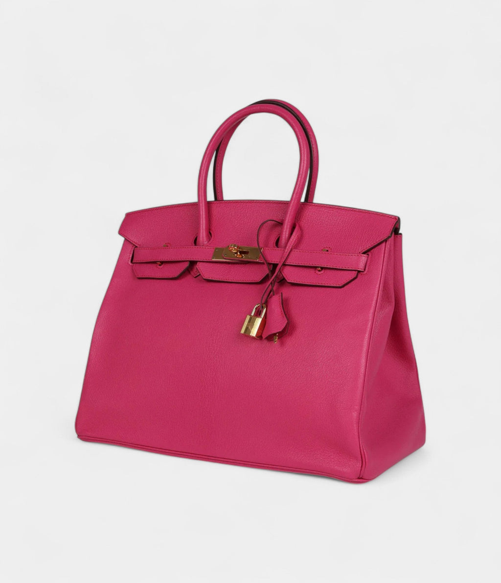 Hermès Birkin 35 Rose Shocking Chevre Mysore Gold Hardware