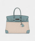 Hermès Birkin 35 Toile H and Ciel Clemence Palladium Hardware