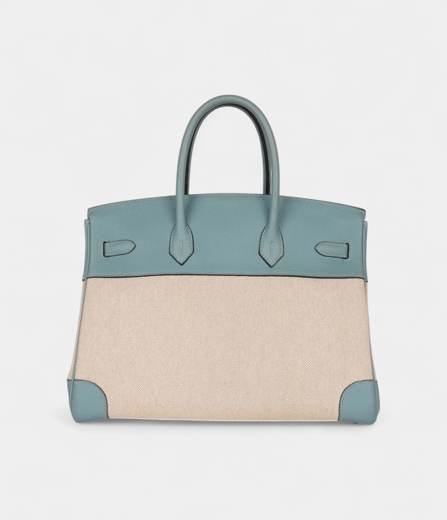 Hermès Birkin 35 Toile H and Ciel Clemence Palladium Hardware