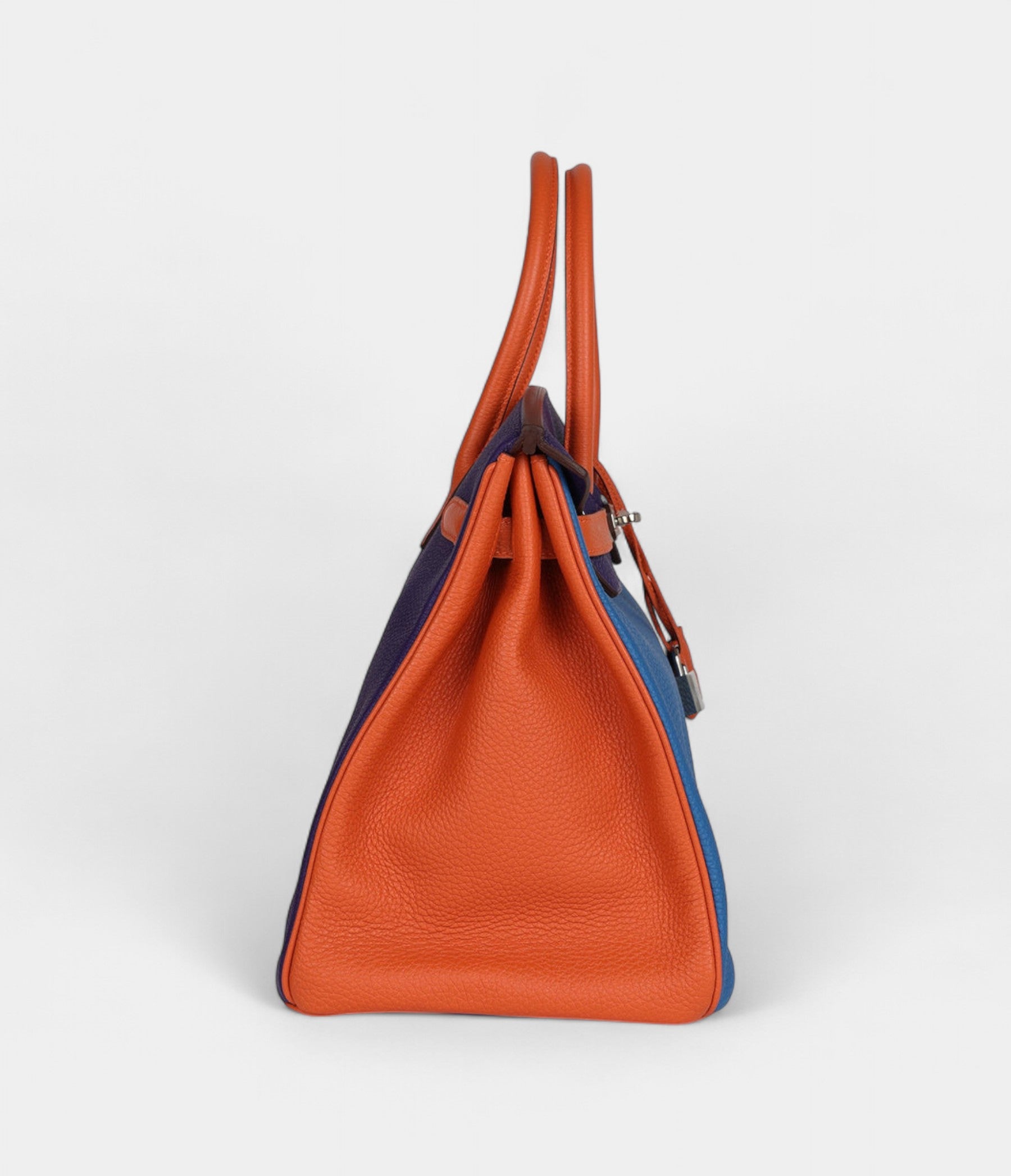 Hermès Birkin 35 Tricolor Bleu Hydra, Ultraviolet and Orange Togo Palladium Hardware
