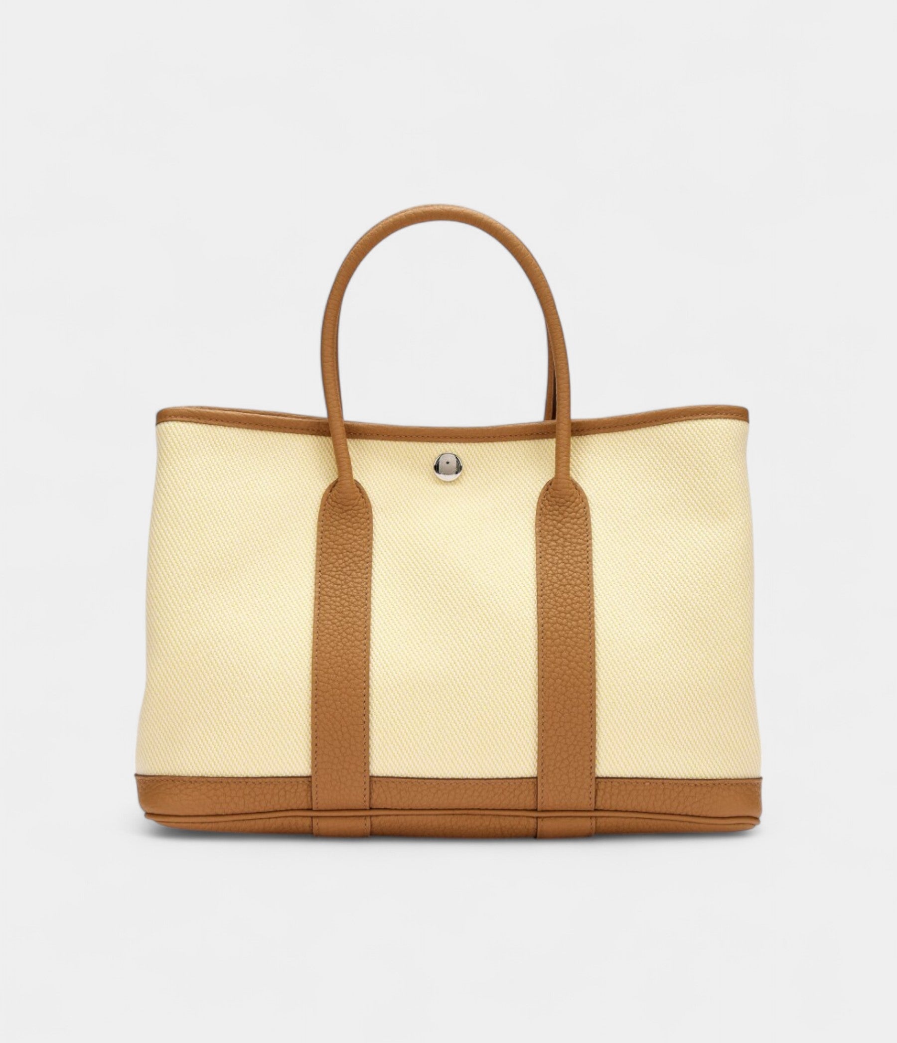 Hermès Biscuit Negonda and Écru Twill H Canvas Verso Garden Party 30 TPM Palladium Hardware