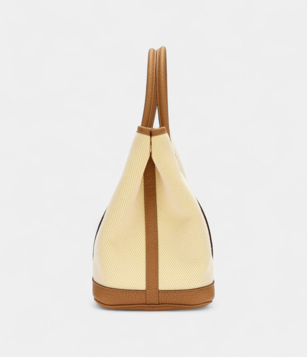 Hermès Biscuit Negonda and Écru Twill H Canvas Verso Garden Party 30 TPM Palladium Hardware