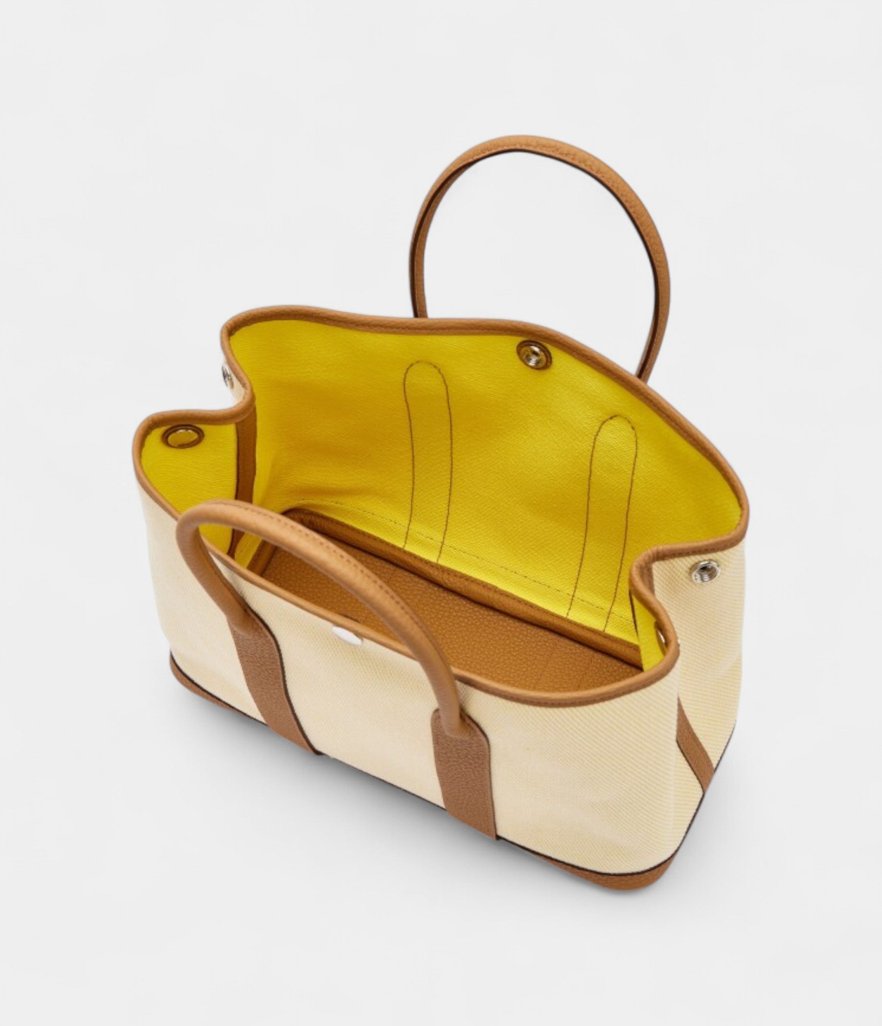 Hermès Biscuit Negonda and Écru Twill H Canvas Verso Garden Party 30 TPM Palladium Hardware