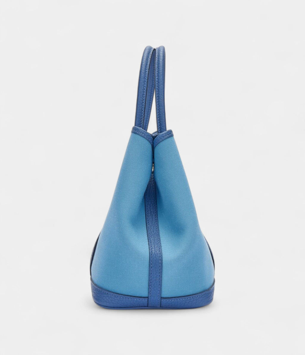 Hermès Bleu Brighton Negonda and Bleu Azur Toile Garden Party 30 TPM Palladium Hardware