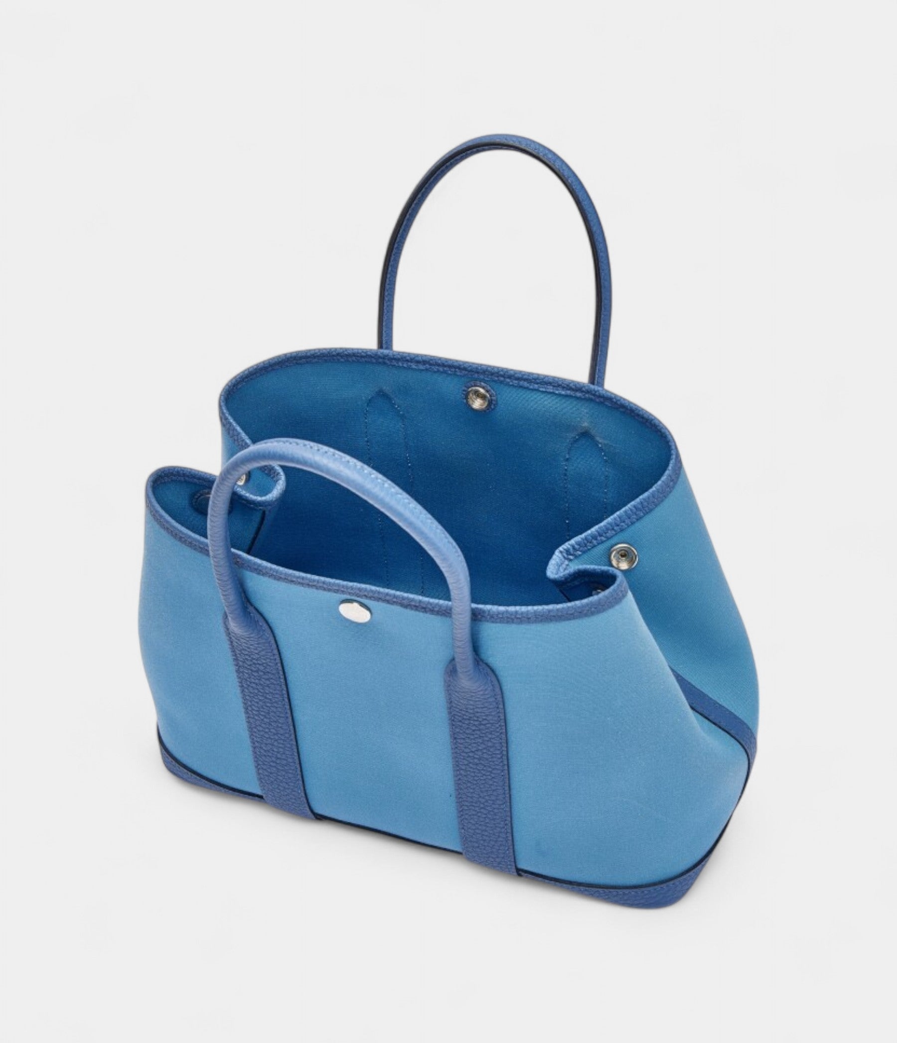 Hermès Bleu Brighton Negonda and Bleu Azur Toile Garden Party 30 TPM Palladium Hardware