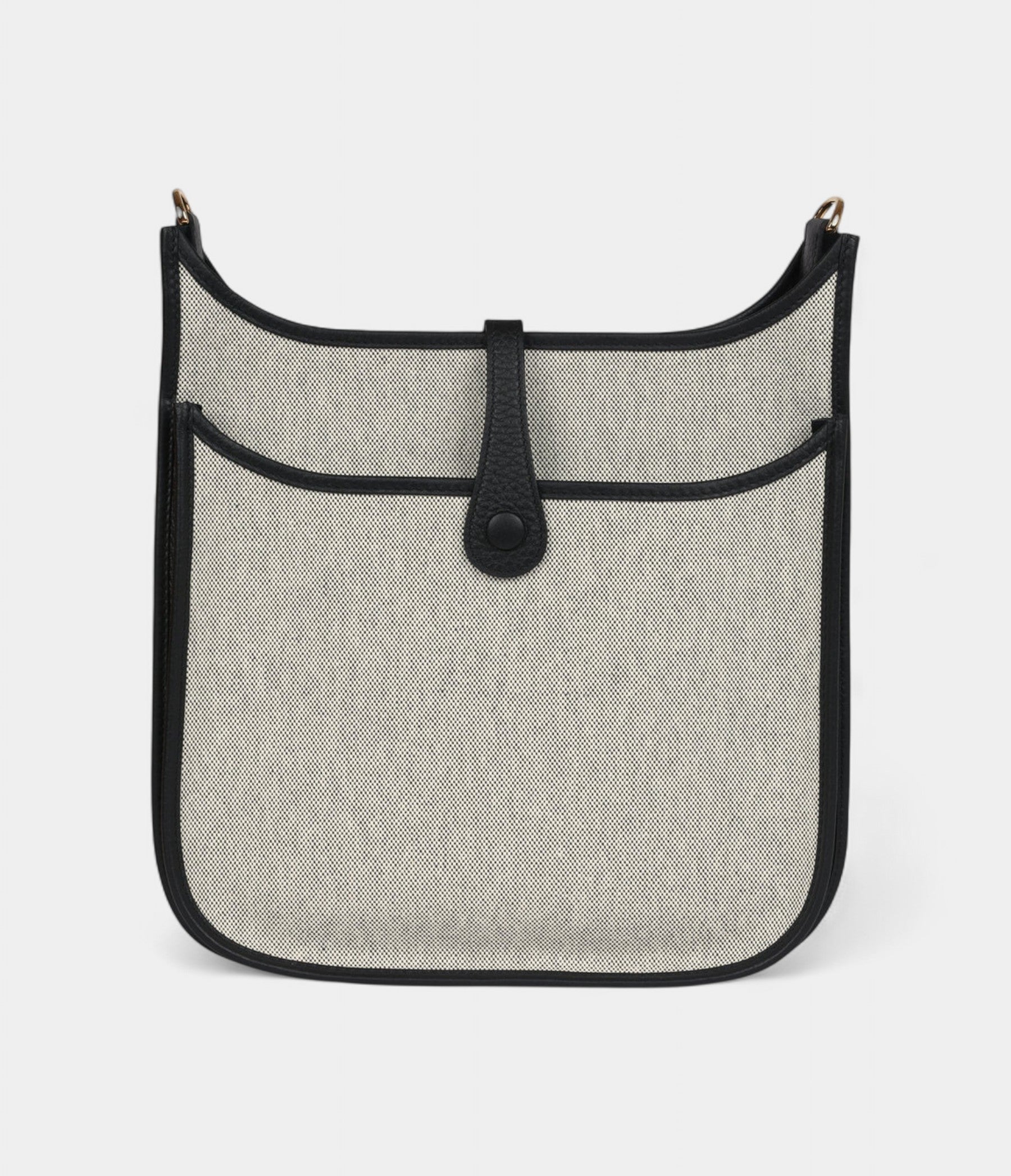 Hermès Evelyne III PM Black Clemence and Ecru Toile Gold Hardware