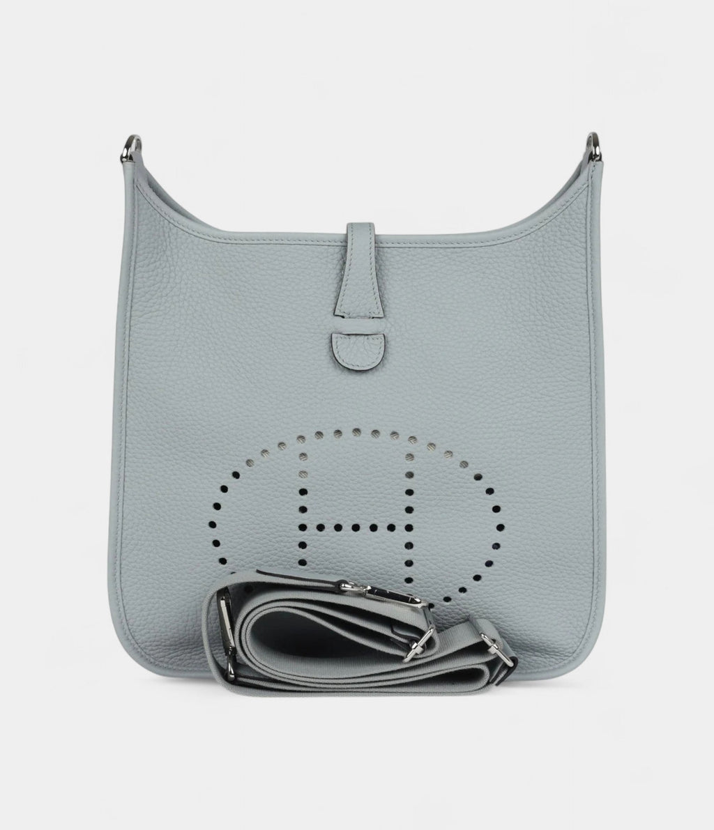 Hermès Evelyne III PM Bleu Glacier Clemence Palladium Hardware