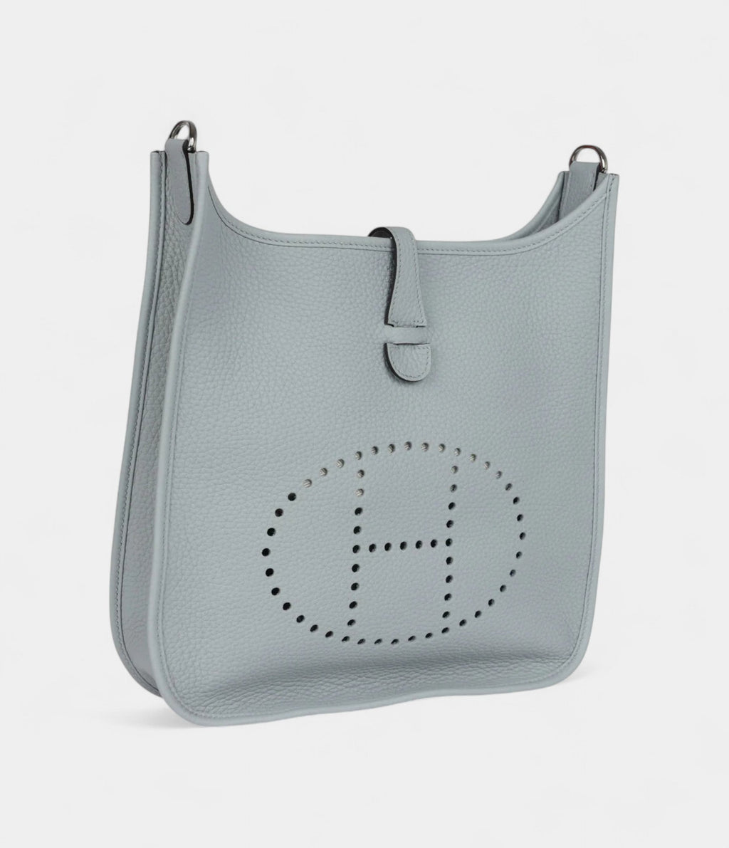 Hermès Evelyne III PM Bleu Glacier Clemence Palladium Hardware