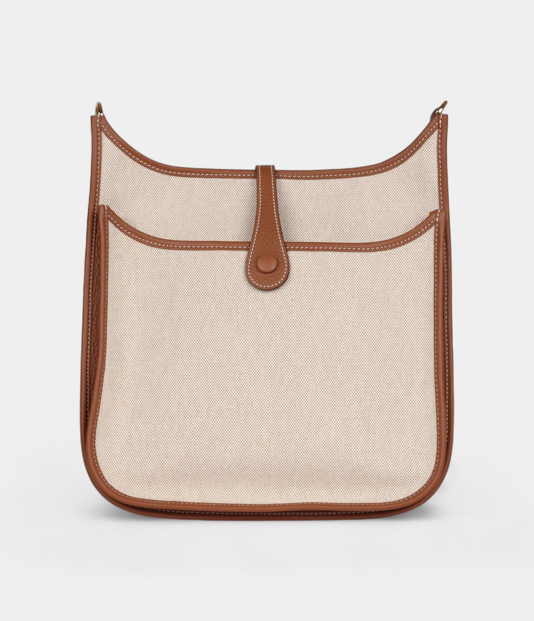 Hermès Evelyne III PM Gold Clemence and Ecru Toile H Canvas Gold Hardware