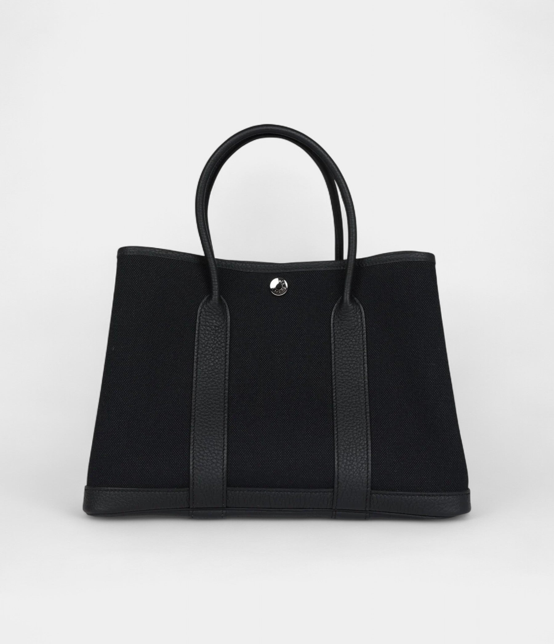 Hermès Garden Party 30 Black Toile and Negonda Palladium Hardware