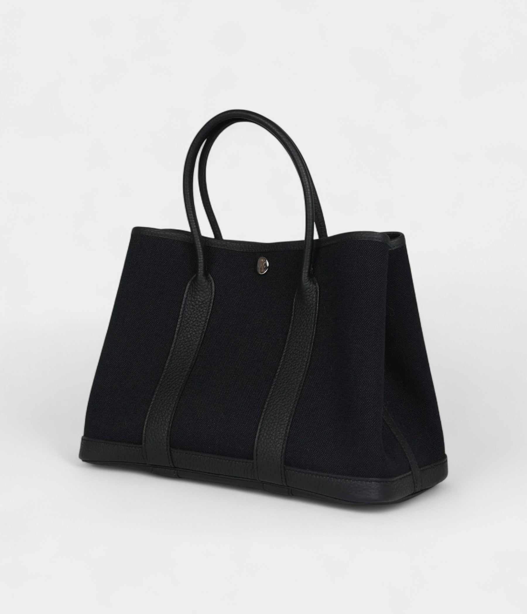 Hermès Garden Party 30 Black Toile and Negonda Palladium Hardware