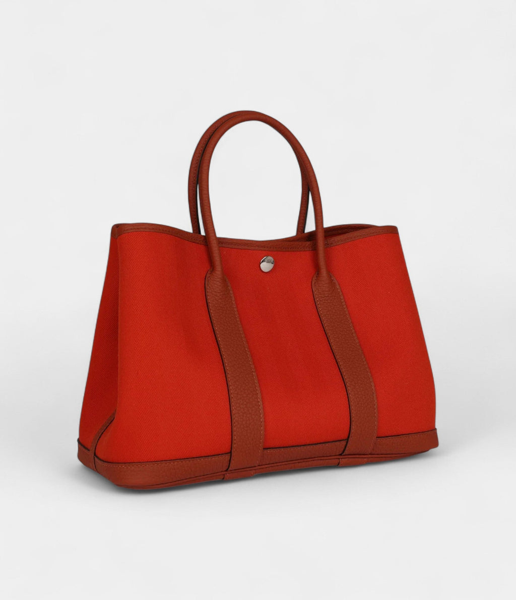 Hermès Garden Party 30 Terre Battue and Cuivre Toile Canvas and Negonda Palladium Hardware