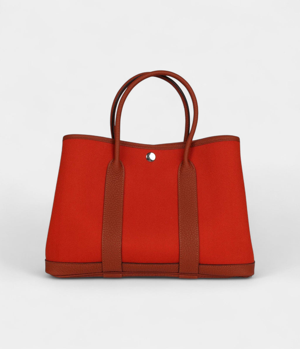 Hermès Garden Party 30 Terre Battue and Cuivre Toile Canvas and Negonda Palladium Hardware
