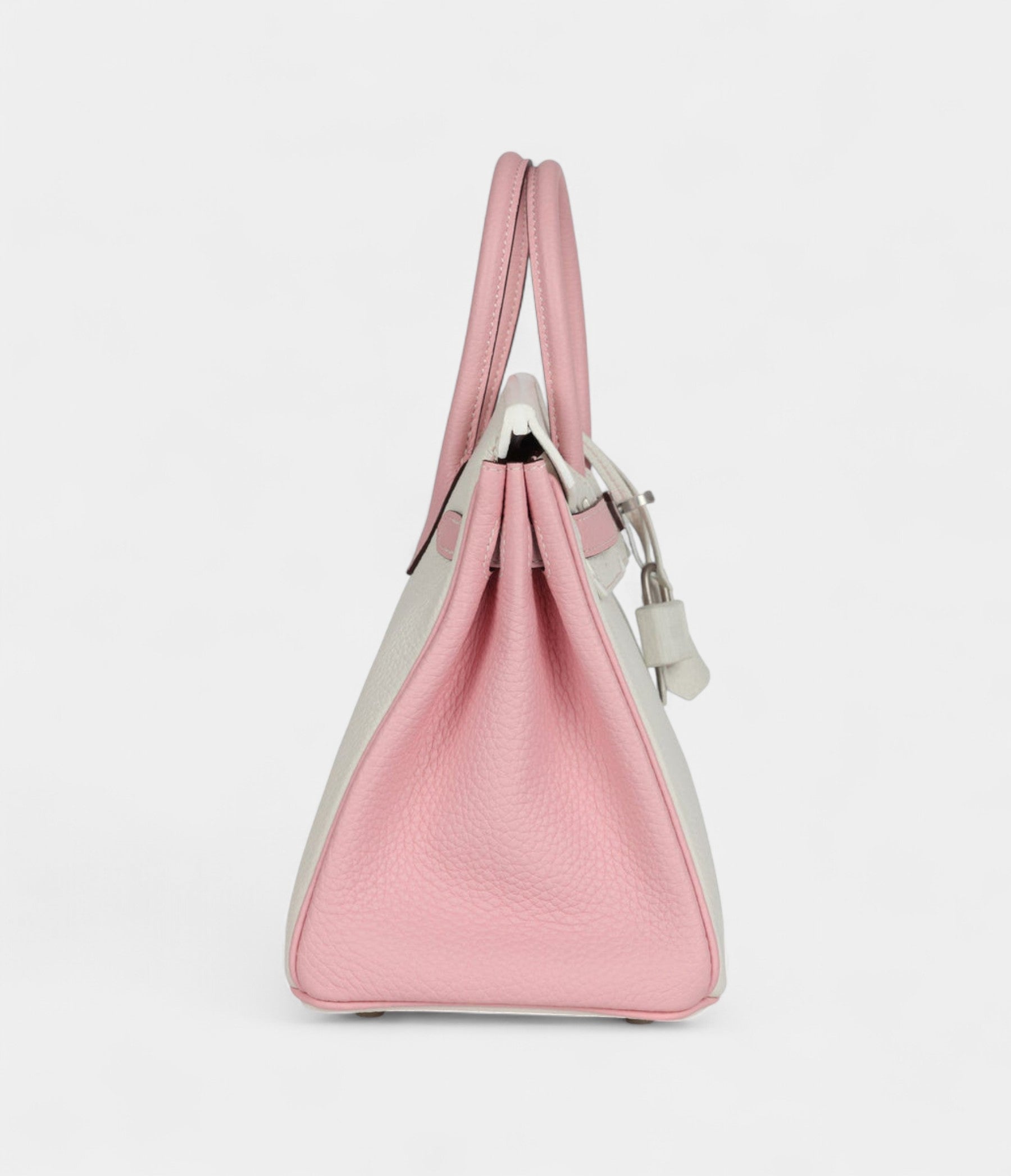 Hermès Birkin 25 – Rose Sakura & White Clemence with Brushed Palladium Hardware