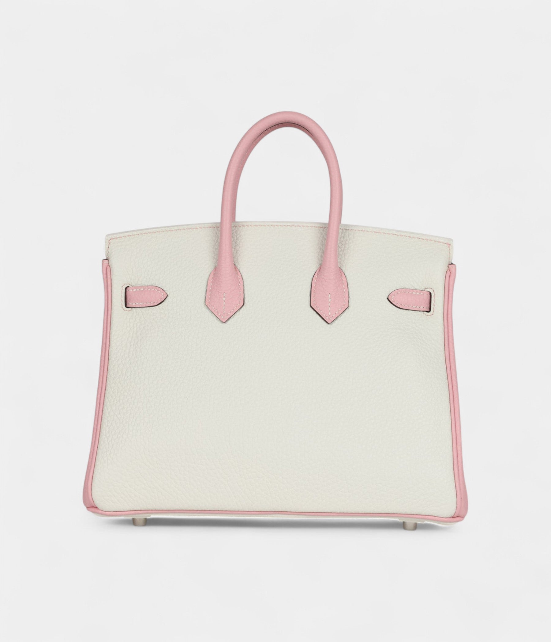 Hermès Birkin 25 – Rose Sakura & White Clemence with Brushed Palladium Hardware