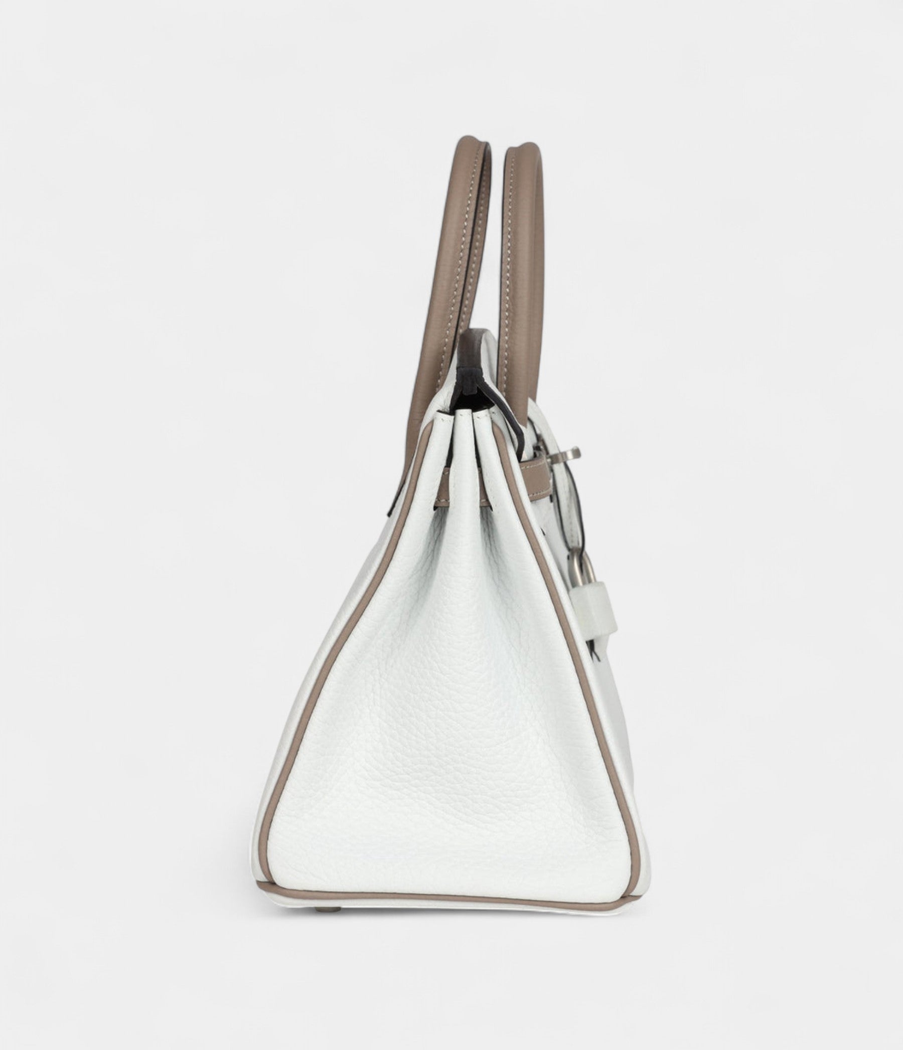 Hermès Birkin 25 – White & Etoupe Clemence with Brushed Palladium Hardware