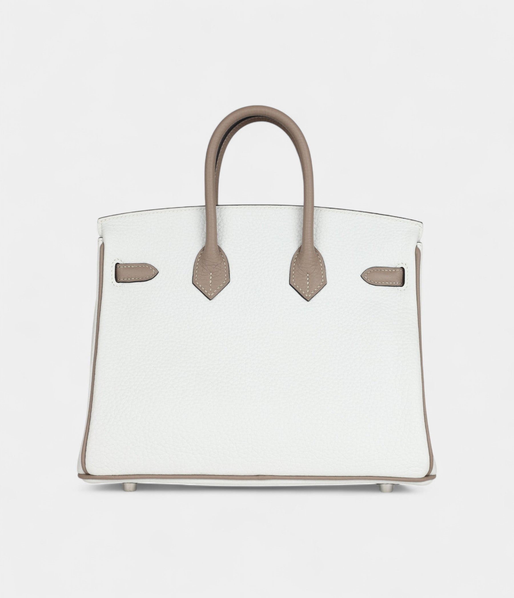 Hermès Birkin 25 – White & Etoupe Clemence with Brushed Palladium Hardware