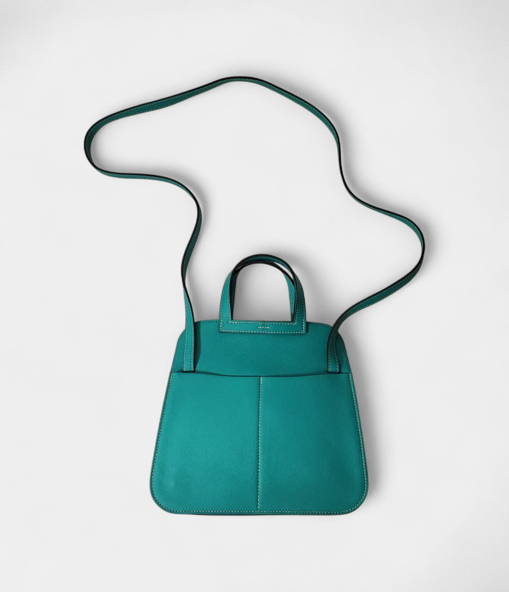 Hermès Halzan Green Leather Handbag