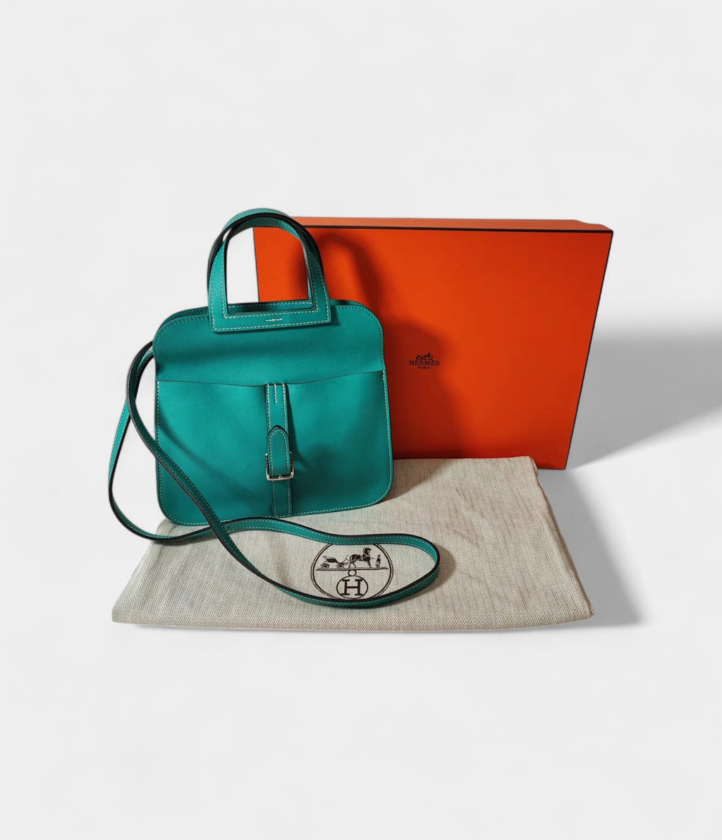 Hermès Halzan Green Leather Handbag