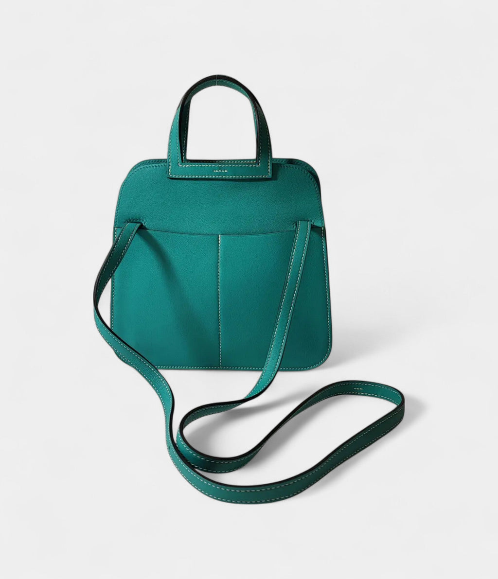 Hermès Halzan Green Leather Handbag