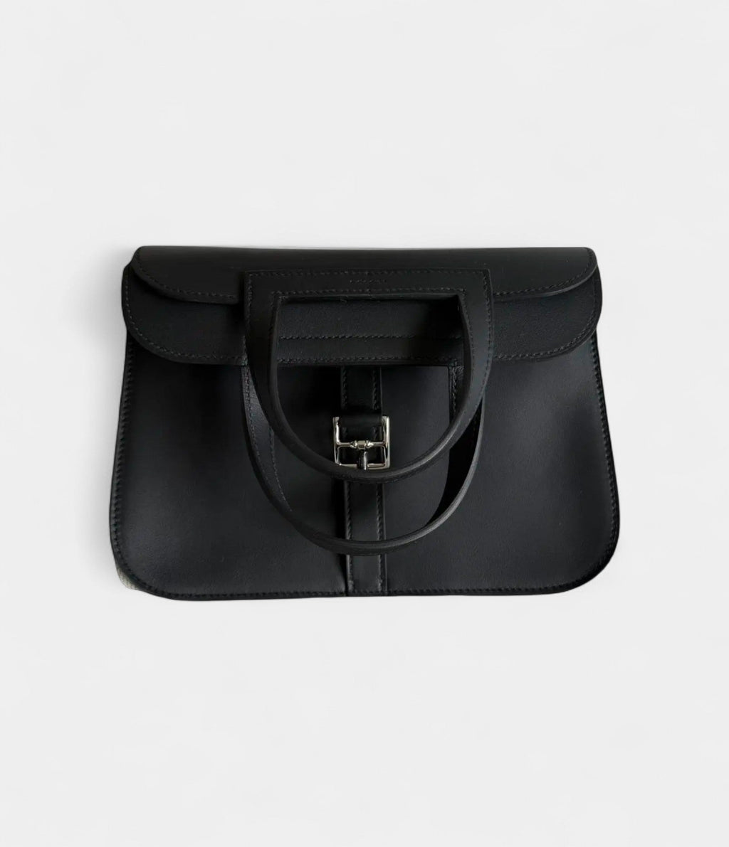 Hermès Halzan Leather Black Handbag