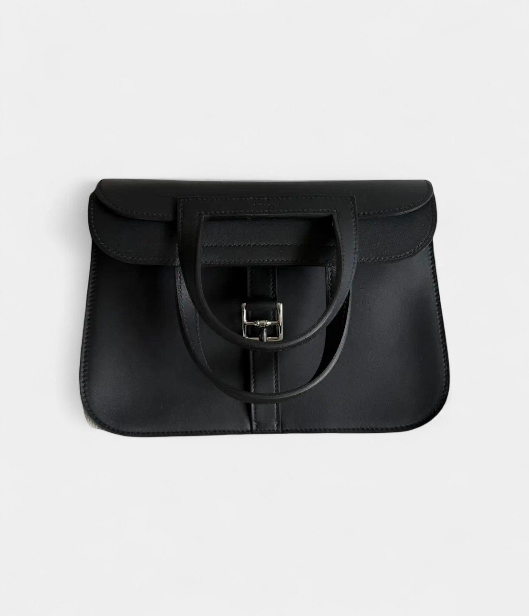 Hermès Halzan Leather Black Handbag
