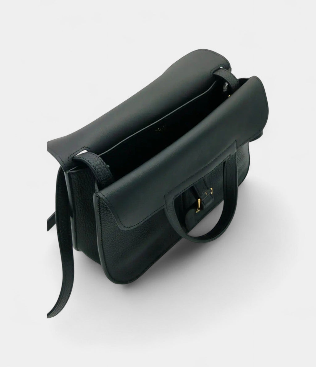 Hermès Halzan Black Leather Handbag
