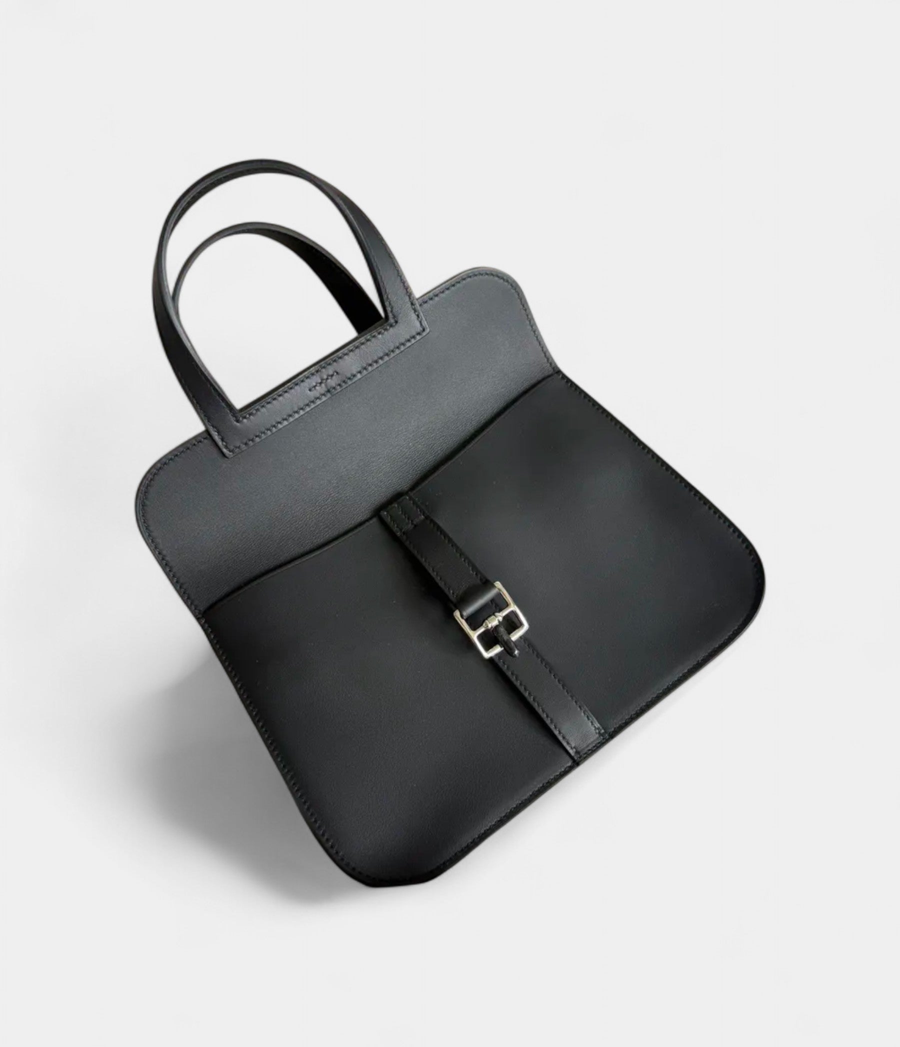 Hermès Halzan Leather Black Handbag