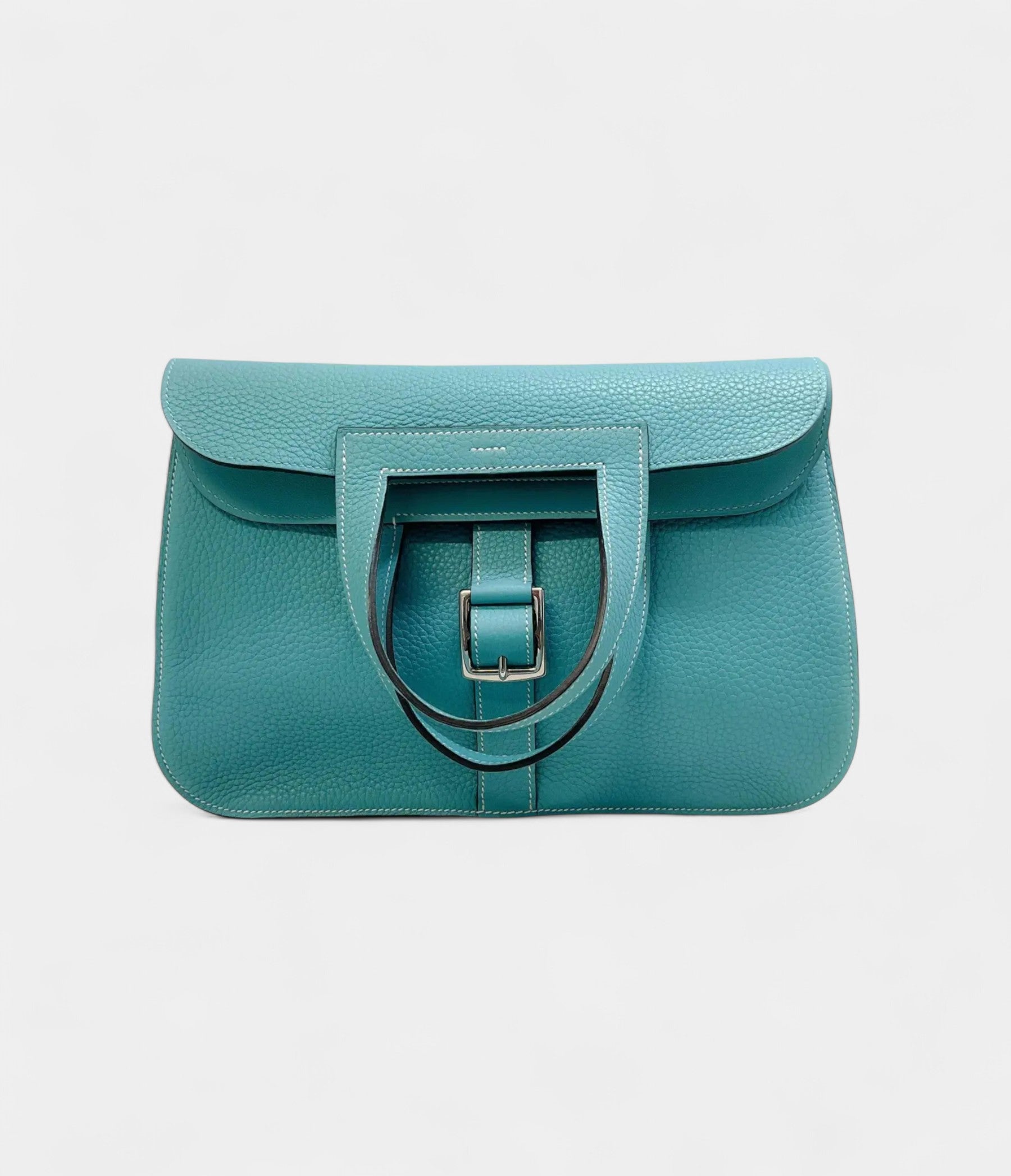 Hermès Halzan Leather Blue Handbag