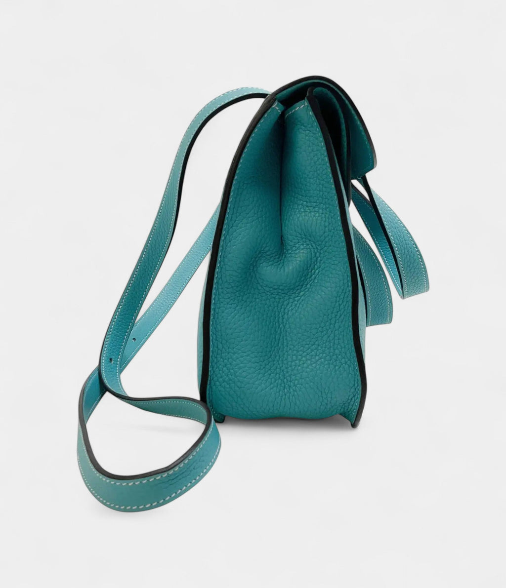 Hermès Halzan Leather Blue Handbag