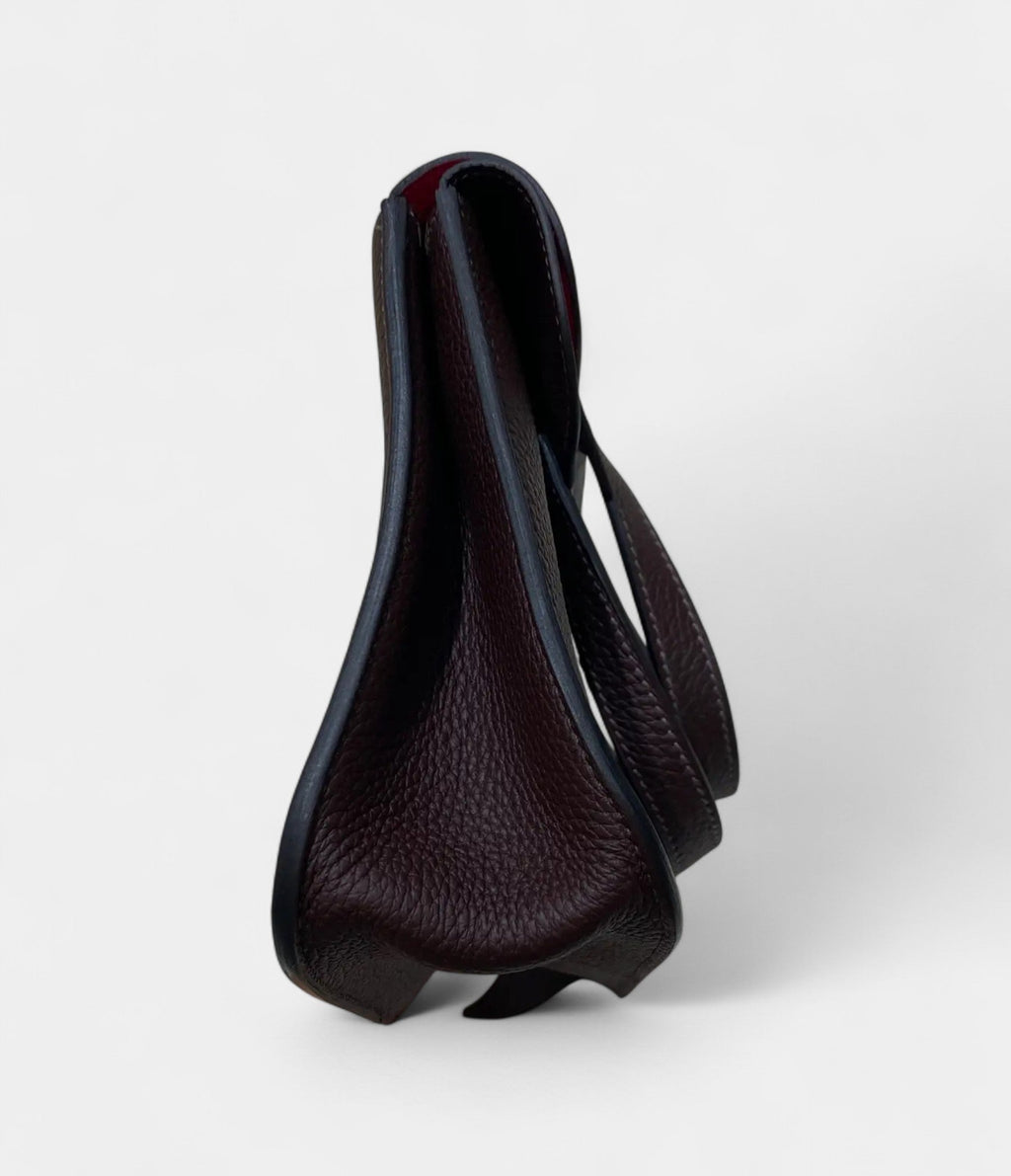 Hermès Halzan Leather Burgundy Handbag