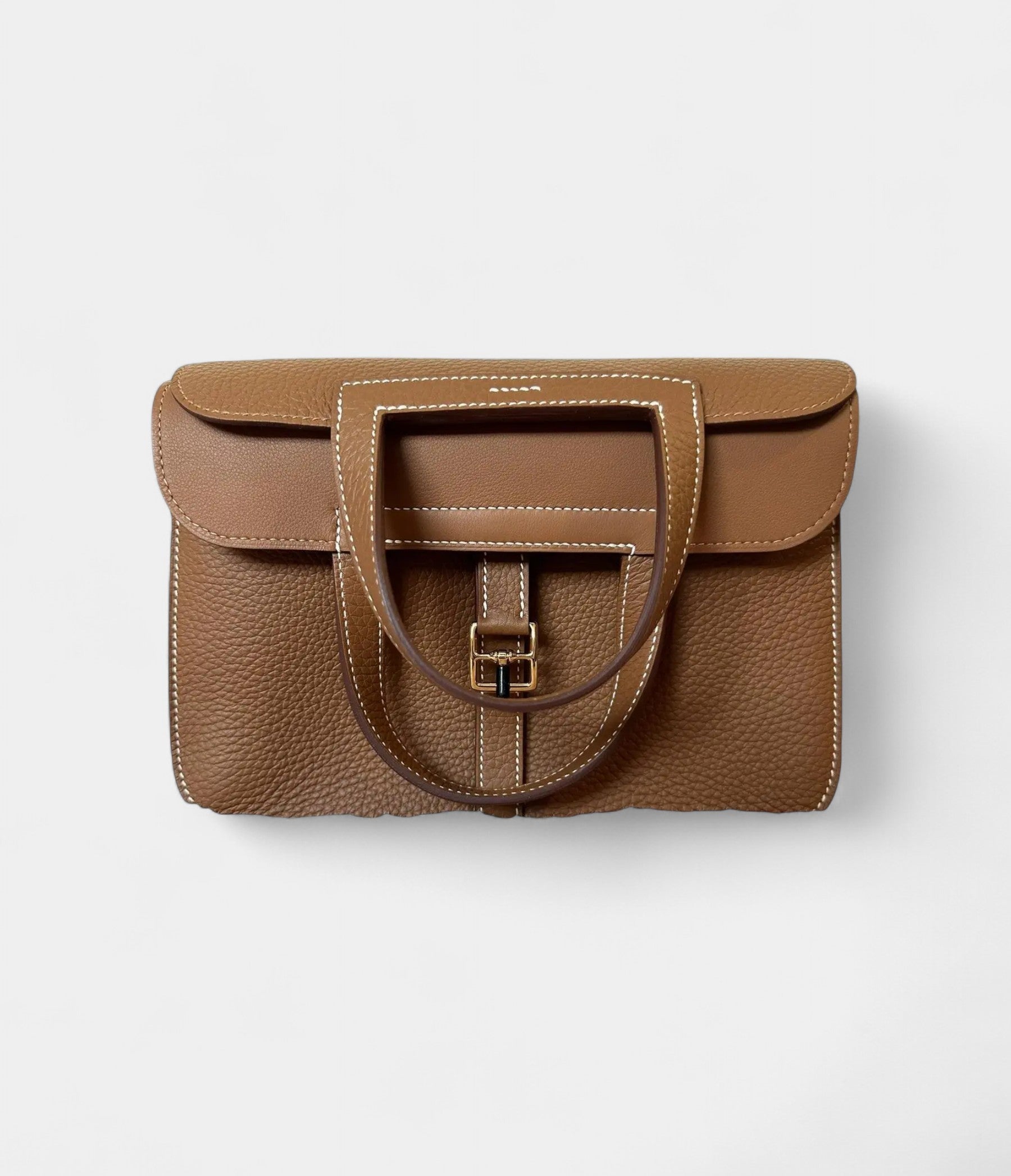 Hermès Halzan Leather Camel Handbag